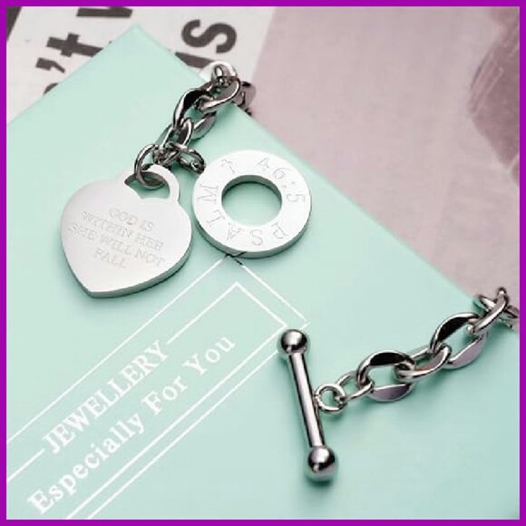 Stainless Steel Engraved Scripture Bracelet Women's Cuff Bangle Gift - Picture 7 of 8